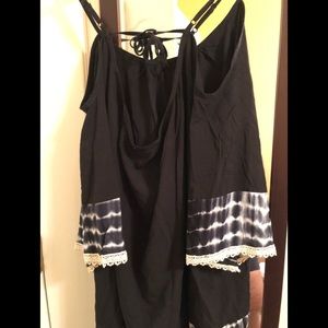 XL Black Tunic w/ Tye-Dye & Lace Trim: Price Drop